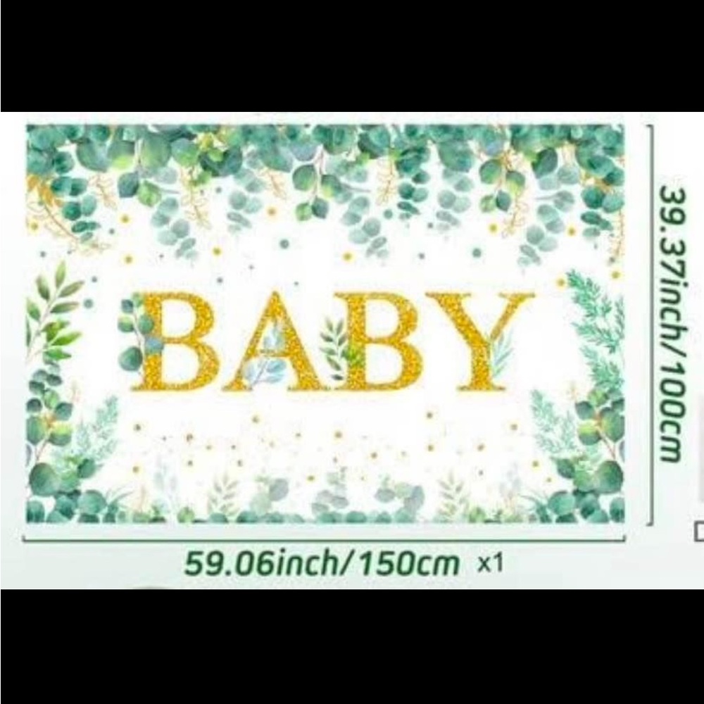 Gold and Green Baby Shower Backdrop